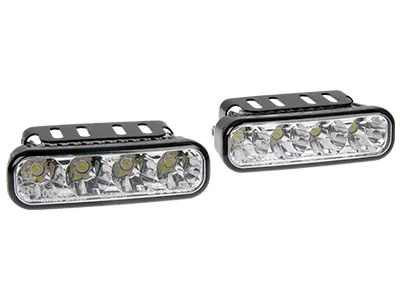 LED DRL Dienos Žibintų Komplektas 4x1W su Rele, 12-24V Įtampa, E-patvirtintas - Ledbarzibintai.lt