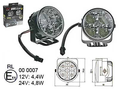 LED DRL Dienos Žibintų Komplektas 4x1W, 12-24V, E-patvirtinti - Ledbarzibintai.lt