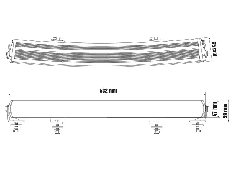 OPTIBEAM Super Captain One 600 Curved LED Bar Žibintas | 10400lm | 9-36V | 532mm - Ledbarzibintai.lt