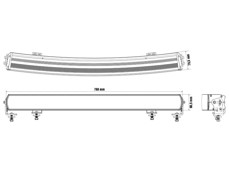 OPTIBEAM Super Captain Dual 800 Curved LED Bar žibintas, 768mm, 9-36V, 48000lm - Attēls 8