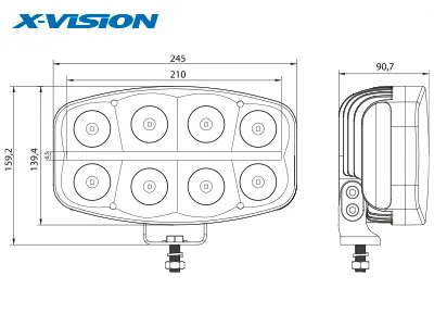 X-VISION LED Bar Žibintas QUADRATOR 6500lm Tolimųjų Šviesų - Attēls 2