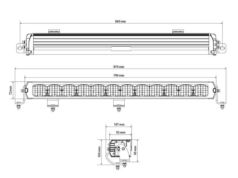 X-VISION Genesis II 800 LED Bar Žibintas su Spot Beam 10100lm - Attēls 3