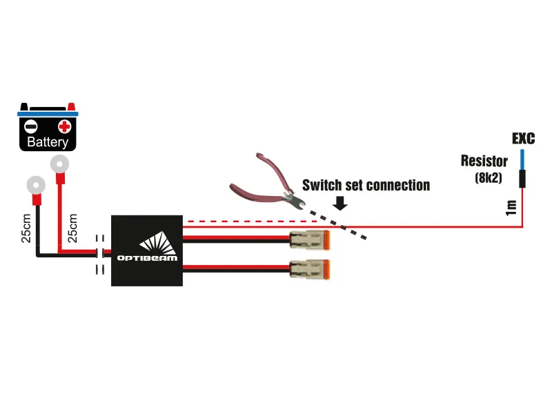 OPTIBEAM Laidų komplektas dviem žibintams su Deutsch DT jungtimis 12/24V, 2x135W/2x270W