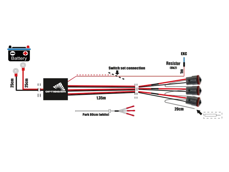 OPTIBEAM Laidų Komplektas DT su 3-pin Deutsch Jungtimis - Ledbarzibintai.lt