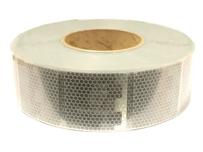 Atšvaitinė juosta UNI/ECE-104 C Klasė | Skaidri 50,8mm | Lankstaus tvirtinimo | 50m ilgio