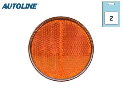 AUTOLINE Atšvaitų pora - Geltonos spalvos, klijuojami apvalūs reflektoriai (Ø 70mm)