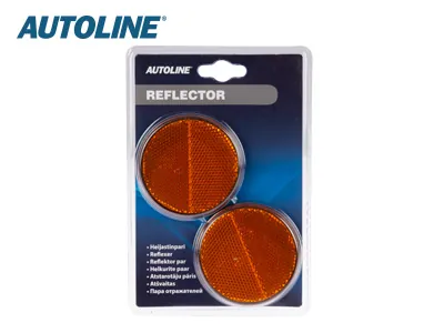 AUTOLINE Atšvaitų pora - Geltonos spalvos, klijuojami apvalūs reflektoriai (Ø 70mm) - Attēls 2