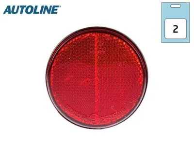 AUTOLINE Atšvaitų pora (Reflector pair) - Raudonos spalvos, Ø 70mm, Klijuojami, 12 mėn. garantija
