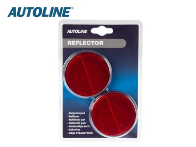 AUTOLINE Atšvaitų pora (Reflector pair) - Raudonos spalvos, Ø 70mm, Klijuojami, 12 mėn. garantija - Attēls 2