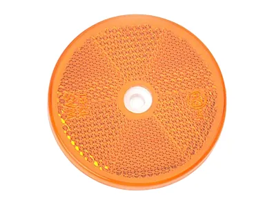 Geltonas atšvaitas Reflector Ø 60mm su klijuojama ir tvirtinimo skylės jungtimis