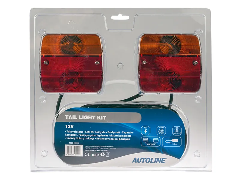 AUTOLINE Magnetinis priekabų žibintų komplektas su 7.5m kabeliu, 7-polių kištuku, 12V įtampa - Attēls 5