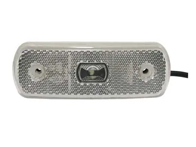 Baltas LED šoninis gabaritinis žibintas su reflektoriumi | 12-24V | Atstumo tarp varžtų 70mm - Ledbarzibintai.lt