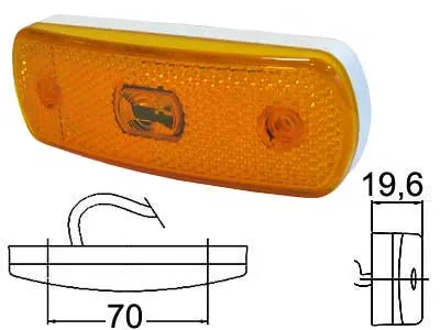 Geltonas LED šoninis gabaritinis žibintas su atšvaitu, 12-24V, 0.5m laidu, universalus - Ledbarzibintai.lt