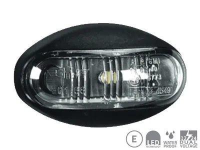 Baltas LED šoninis gabaritinis žibintas, 3 LED, 0.3W-12V/0.5W-24V, paviršinis tvirtinimas - Ledbarzibintai.lt