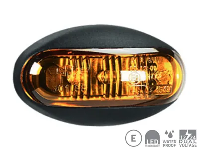 Geltonas LED šoninis gabaritinis žibintas, paviršinis montavimas, 3xLED, 12-24V - Ledbarzibintai.lt