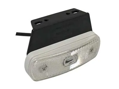 LED Baltas Šoninis Gabaritinis Žibintas su Atšvaitu - 12V, 1 LED, 104x36mm - Ledbarzibintai.lt