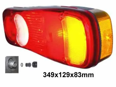 Dešininis 5 funkcijų galinis LED žibintas su šoniniu žymekliu, 24V - Ledbarzibintai.lt