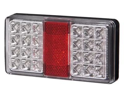 Universalus Kvadratinis LED Galinis Žibintas 12-24V, 150x80x25mm, Posūkio-Stabdymo-Pozicijos Signalų Indikatoriai