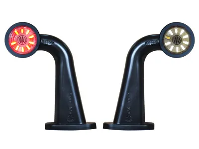 WAS LED Šoninis gabaritinis žibintas, guminiu laikikliu, baltos/raudos spalvos, 10-36V, E-patvirtinimas - Ledbarzibintai.lt