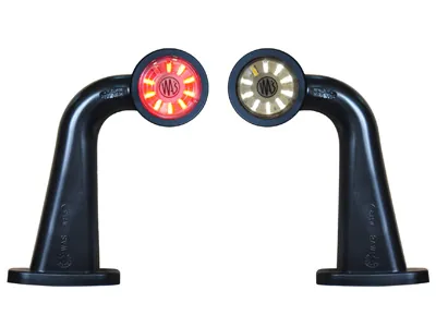 WAS LED Šoninis gabaritinis žibintas su guminiu laikikliu, baltos/raudonos spalvos, 10-36V, E-patvirtintas - Ledbarzibintai.lt