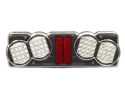 Universalus LED Galinis Žibintas Sunkvežimiams - Kombinuotas 6-ių Funkcijų, 24V, 482x148x75mm