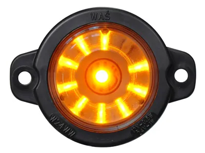 Geltonas LED žibintas, apvalus, 12-24V - Šoninis gabaritinis žibintas su R10, R91 sertifikatais