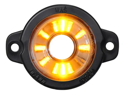 Apvalus geltonas LED šoninis gabaritinis žibintas, 12-24V, Ø60.5mm, R10/R91 sertifikuotas