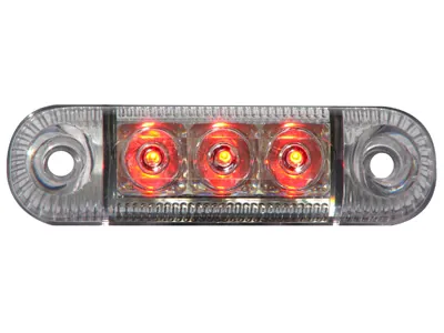 Raudonas LED šoninis gabaritinis žibintas, 3 LED, paviršinis montavimas, 12-24V, E-Patvirtintas