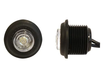 Raudonas apvalus LED šoninis gabaritinis žibintas, 12-24V, vandeniui atsparus, su 220mm laidu