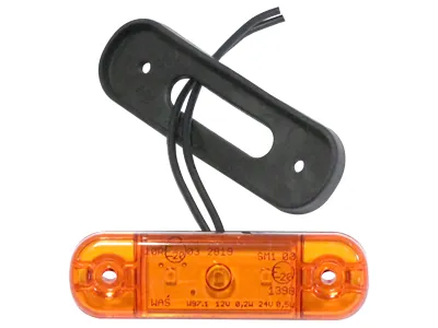 Geltonas LED šoninis gabaritinis žibintas 12-24V, 3 LED, E-sertifikuotas paviršinis montavimas