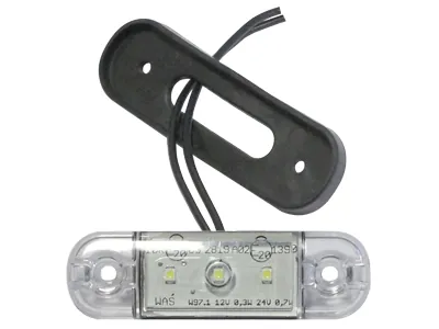 LED Šoninis Gabaritinis Žibintas - Baltas 3 LED Paviršinio Montavimo, 12-24V su E Sertifikatu