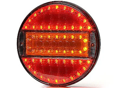Apvalus LED galinis žibintas su veidrodiniu stiklu, 140mm diametro, 12-24V universalios įtampos - Ledbarzibintai.lt
