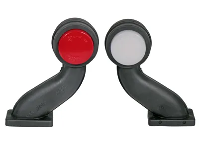 WAS LED Šoninis gabaritinis žibintas su gumine kojele, 12-24V, baltos/raudos spalvos, NEON efekto