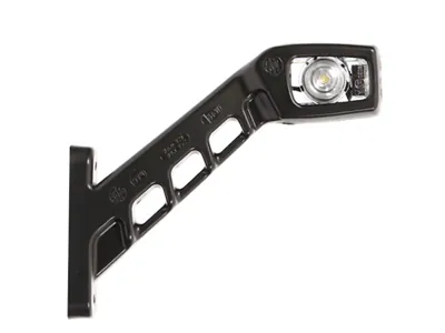 WAS LED šoninis gabaritinis žibintas, 12-24V, ECE sertifikuotas, dešininis su 45° guminiu laikikliu