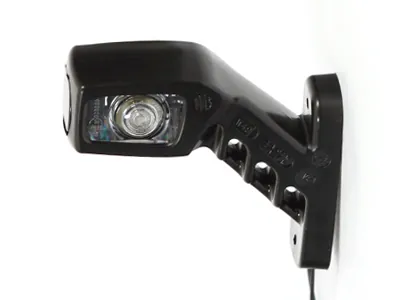 WAS LED Šoninis Gabaritinis Žibintas su 45° Gumine Alkūne, Dvigubos Spalvos (Baltas/Raudonas), ECE Sertifikuotas, 12-24V