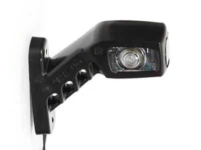 WAS LED šoninis gabaritinis žibintas, 12-24V, dešininis, ECE sertifikuotas, su 45° guminiu laikikliu