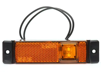 WAS Geltonas LED Šoninis Gabaritinis Žibintas, 12-24V, ECE Sertifikuotas, 5m Laidas - Ledbarzibintai.lt