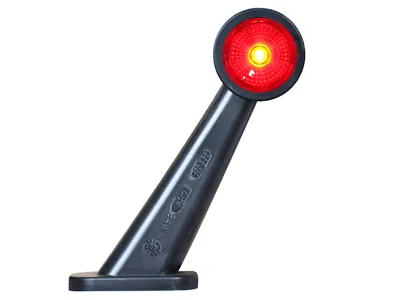 WAS LED Šoninis gabaritinis žibintas, baltos/raudos spalvos, 45° guminis laikiklis, ECE sertifikuotas, 12-24V