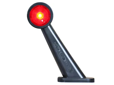 WAS LED šoninis gabaritinis žibintas, 12-24V, baltos/raudonos spalvos, ECE sertifikuotas, su 45° guminiu laikikliu