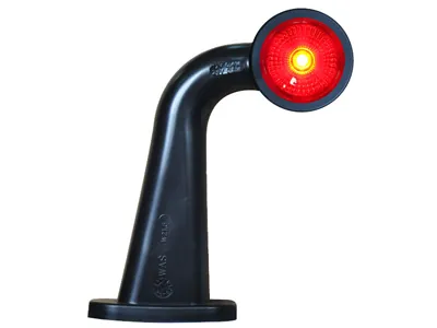 WAS LED Šoninis Gabaritinis Žibintas Su 90° Gumine Alkūne, Baltos/Raudonos Spalvos, ECE Sertifikuotas, 12-24V