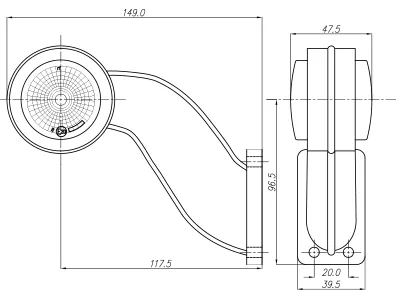 WAS LED Šoninis Gabaritinis Žibintas, Dešininis, Su Guminiu Laikikliu, 12-24V, ECE Sertifikuotas - Attēls 2