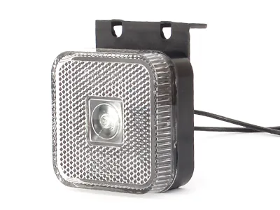 WAS Baltas LED šoninis gabaritinis žibintas su 90° montavimo laikikliu, ECE patvirtintas, 12-24V