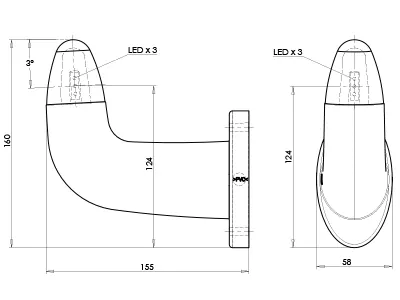 WAS LED šoninis gabaritinis žibintas "Viking" - dešininis, baltas/raudonas/geltonas, ECE sertifikuotas, 12-24V - Attēls 3