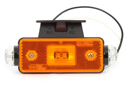 WAS LED šoninis gabaritinis žibintas, 24V, geltonas su papildomais raudonais/skaidriais LED, IP66/IP68, ECE E20
