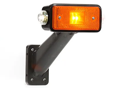 WAS LED Šoninis Gabaritinis Žibintas su 45° Guminiu Laikikliu, 24V, ECE Sertifikuotas, Universalaus Montavimo