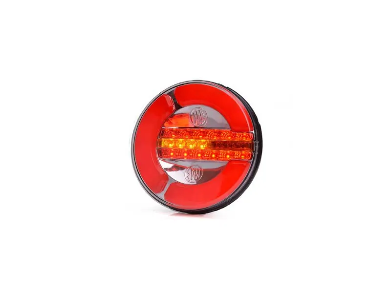 WAS NEON apvalus LED galinis žibintas Ø142mm su dinaminiu posūkiu, 12/24V - Ledbarzibintai.lt