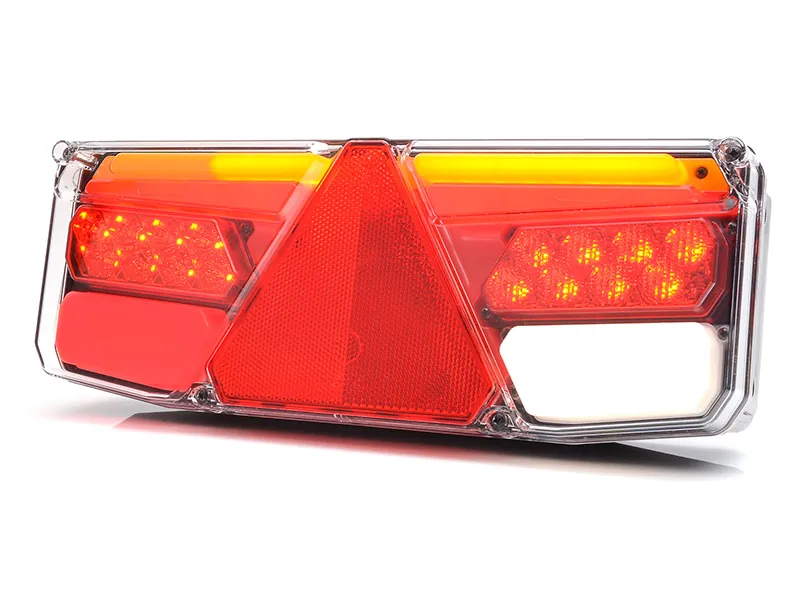 WAS LED Galinis Žibintas Priekaboms su Dinaminiais Posūkiais, IP56 Apsauga, 12-24V, 6 Funkcijos