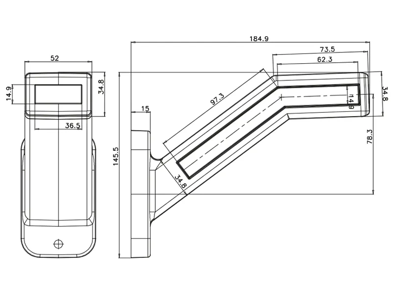WAS LED Šoninis Gabaritinis Žibintas su Dinaminiu Posūkių Indikatoriumi, 12-24V, Guminiu Tvirtinimu - Attēls 2