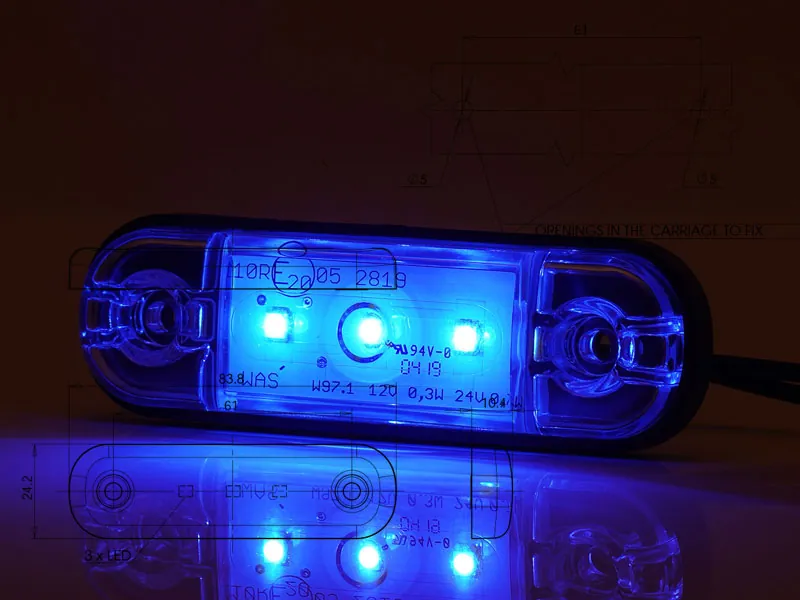 LED Marker Light - Paviršinis Montavimas, 3 LED, 12-24V, ECE Sertifikatas, 23.9lm - Attēls 2