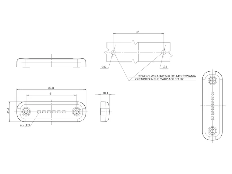 LED dekoratyvinė lempa su 6 diodais (12-24V, 48.3lm, ECE patvirtinta) - Attēls 6